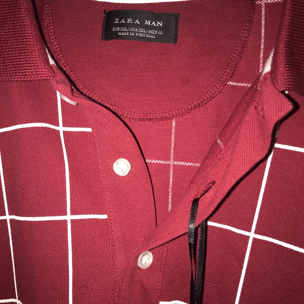 Zara man wine and white stripe polo. - Picture 4 of 7